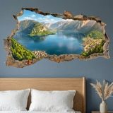 Vinilos Decorativos: Agujero de Muro Lago Alpino Panor&aacute;mico 5