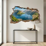 Vinilos Decorativos: Agujero de Muro Lago Alpino Panor&aacute;mico 10