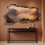Vinilos Decorativos: Agujero de Muro Lago Alpino al Atardecer 8