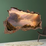 Vinilos Decorativos: Agujero de Muro Lago Alpino al Atardecer 9