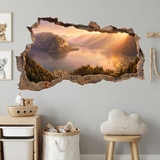 Vinilos Decorativos: Agujero de Muro Lago Alpino al Atardecer 10
