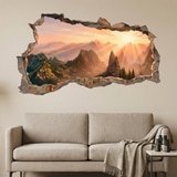 Vinilos Decorativos: Agujero de Muro Monta&ntilde;as Doradas al Amanecer 3