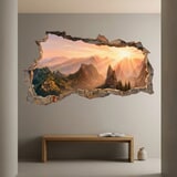 Vinilos Decorativos: Agujero de Muro Monta&ntilde;as Doradas al Amanecer 4