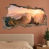 Vinilos Decorativos: Agujero de Muro Monta&ntilde;as Doradas al Amanecer 5