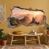 Vinilos Decorativos: Agujero de Muro Monta&ntilde;as Doradas al Amanecer 9