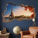 Vinilos Decorativos: Agujero de Muro Par&iacute;s al Atardecer 3