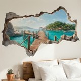 Vinilos Decorativos: Agujero de Muro Muelle Tropical 4