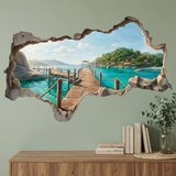 Vinilos Decorativos: Agujero de Muro Muelle Tropical 6