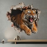 Vinilos Decorativos: Agujero de Muro Tigre Salvaje 3
