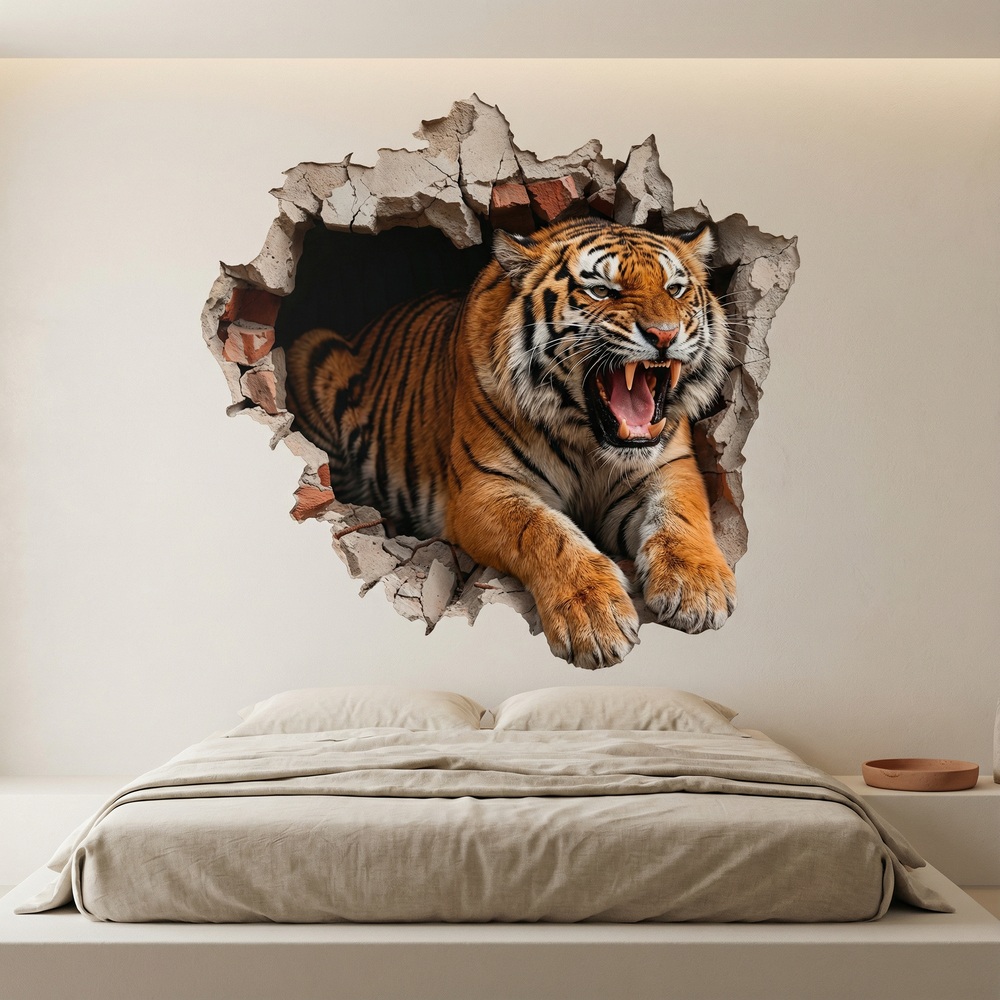 Vinilos Decorativos: Agujero de Muro Tigre Salvaje