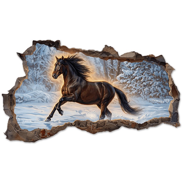Vinilos Decorativos: Agujero de Muro Caballo en la Nieve