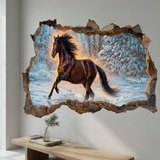 Vinilos Decorativos: Agujero de Muro Caballo en la Nieve 3
