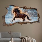 Vinilos Decorativos: Agujero de Muro Caballo en la Nieve 4