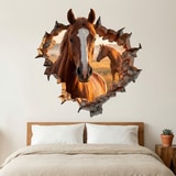 Vinilos Decorativos: Agujero de Muro Caballo Marr&oacute;n 3