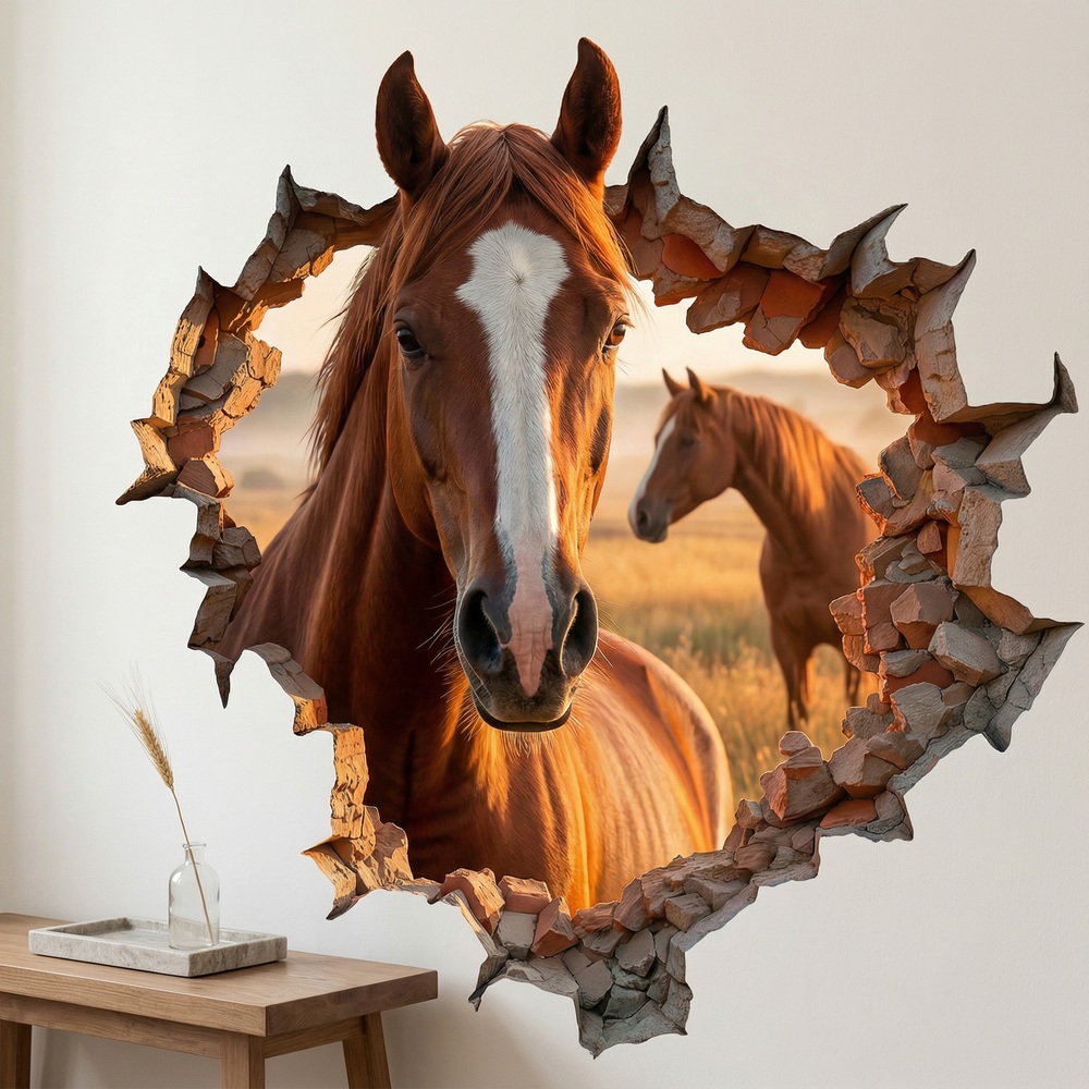 Vinilos Decorativos: Agujero de Muro Caballo Marr&oacute;n