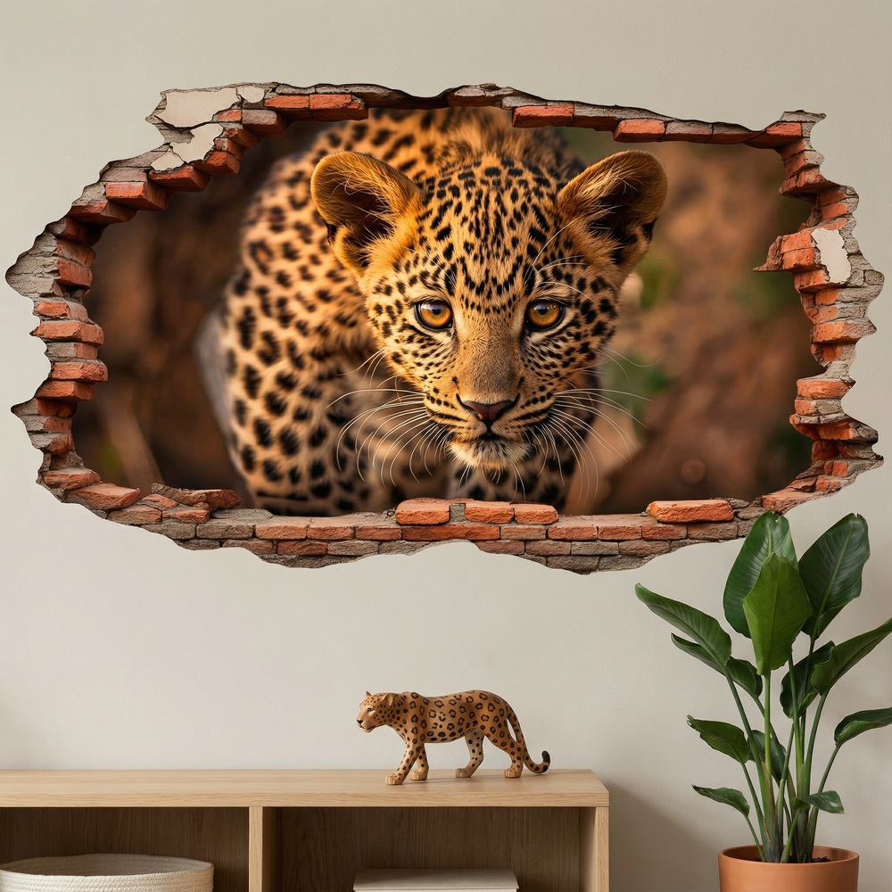 Vinilos Decorativos: Agujero de Muro Leopardo Cachorro
