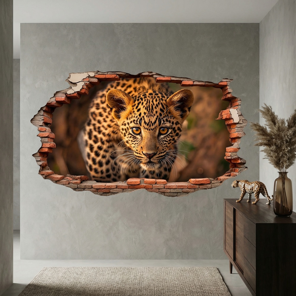 Vinilos Decorativos: Agujero de Muro Leopardo Cachorro