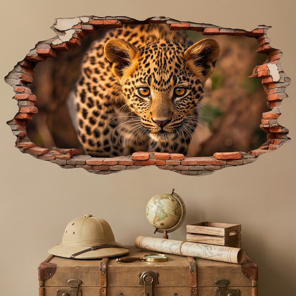 Vinilos Decorativos: Agujero de Muro Leopardo Cachorro
