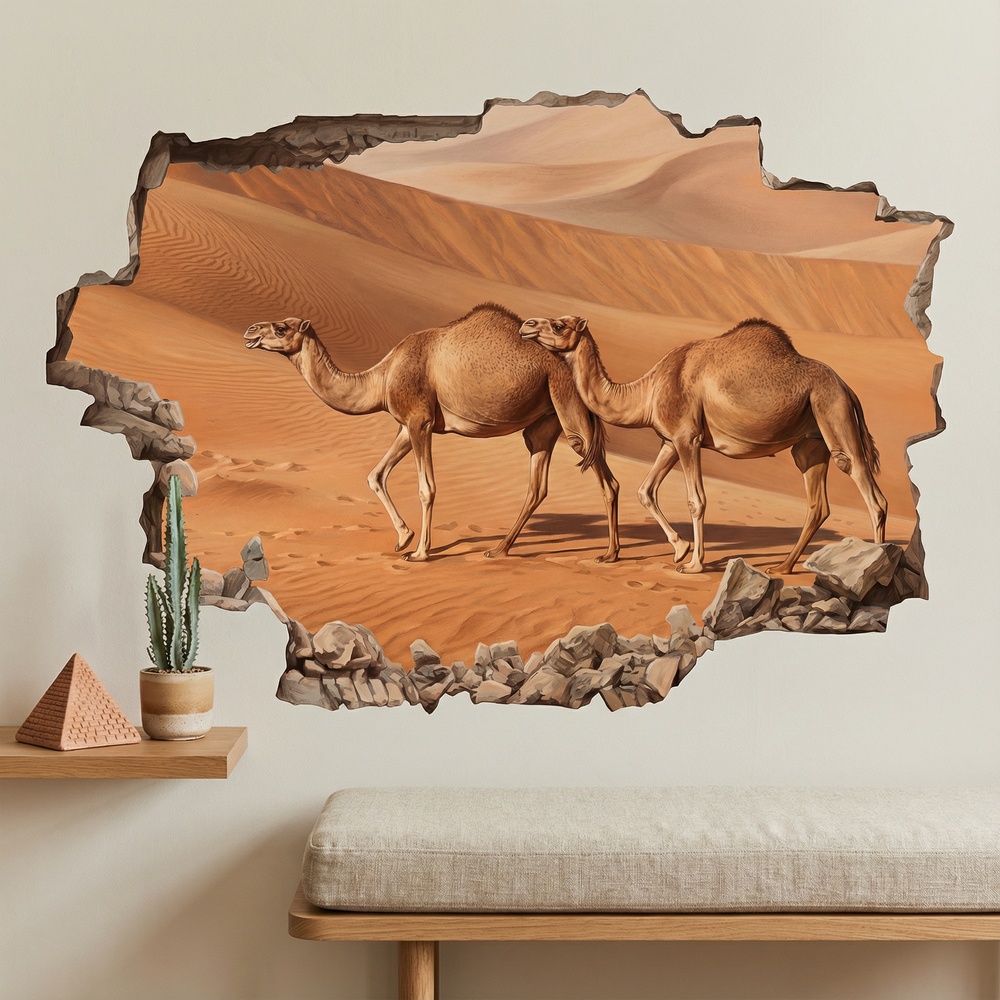 Vinilos Decorativos: Agujero de Muro Camellos en el Desierto
