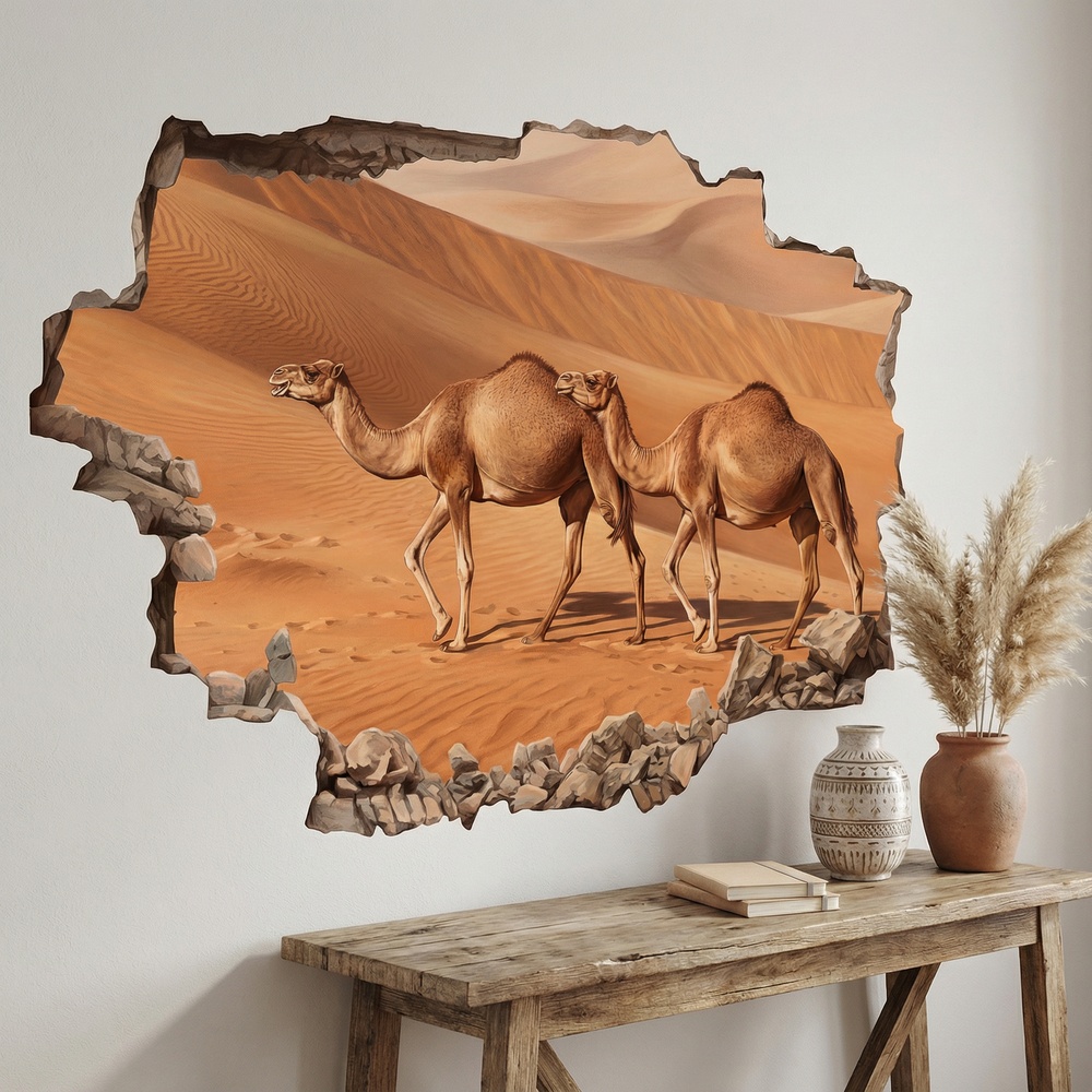 Vinilos Decorativos: Agujero de Muro Camellos en el Desierto
