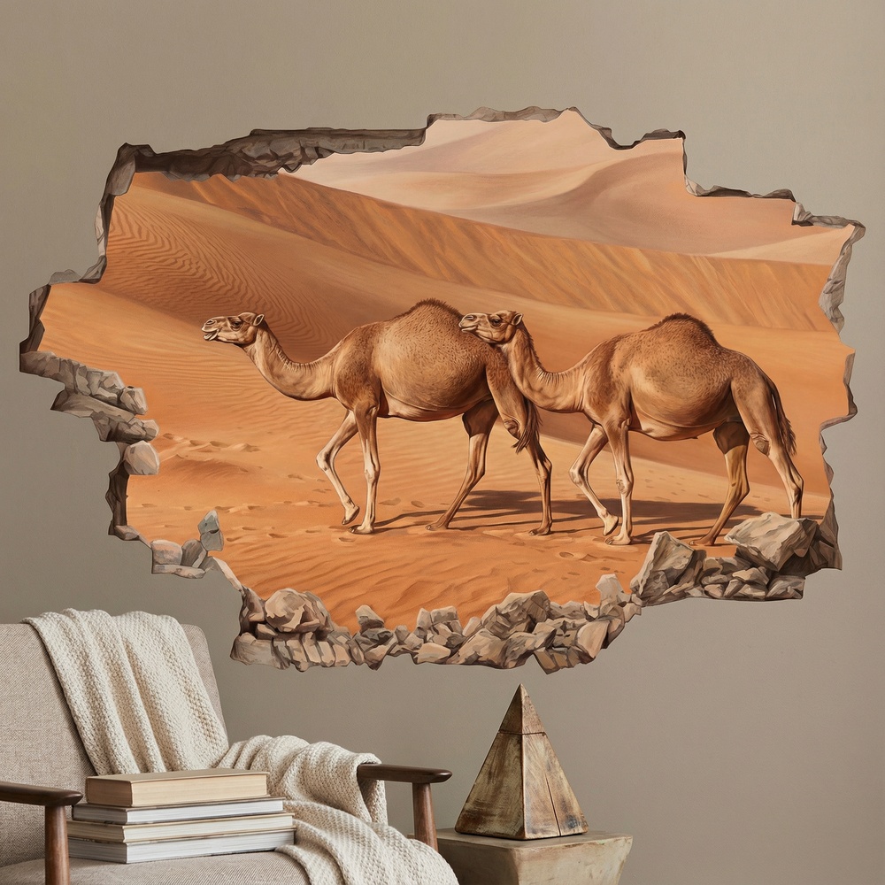 Vinilos Decorativos: Agujero de Muro Camellos en el Desierto
