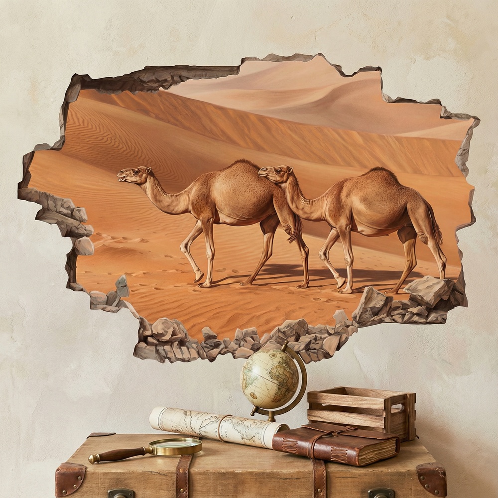 Vinilos Decorativos: Agujero de Muro Camellos en el Desierto
