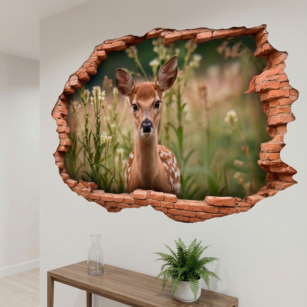 Vinilos Decorativos: Agujero de Muro Cervatillo en el Bosque