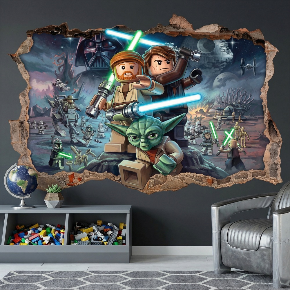 Vinilos Infantiles: Agujero de Muro Maestros Jedi Lego Star Wars