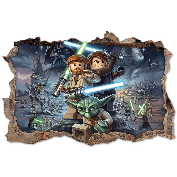 Vinilos Infantiles: Agujero de Muro Maestros Jedi Lego Star Wars