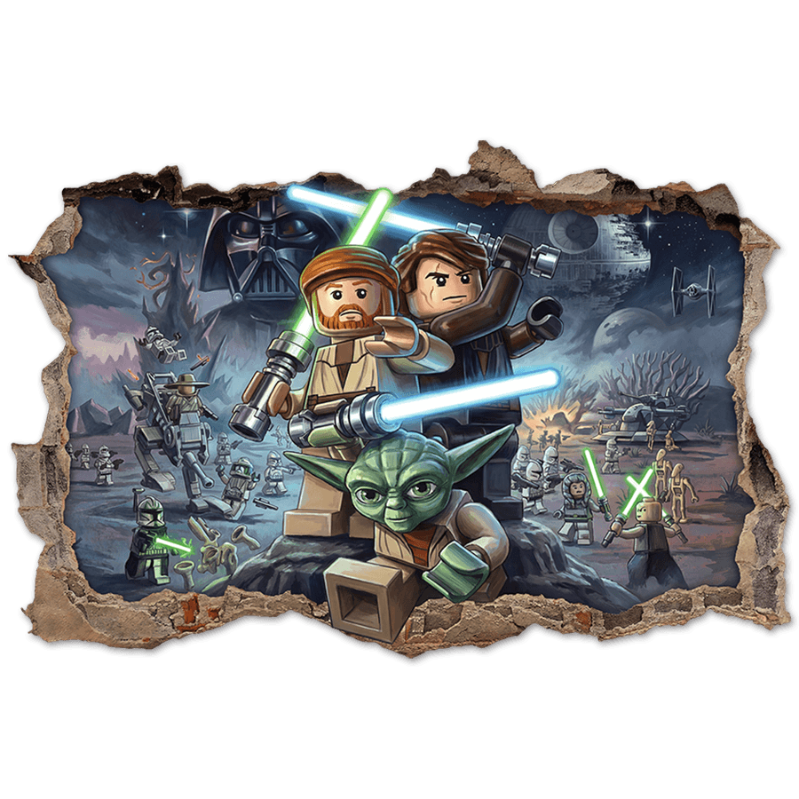 Vinilos Infantiles: Agujero de Muro Maestros Jedi Lego Star Wars