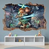 Vinilos Infantiles: Agujero de Muro Maestros Jedi Lego Star Wars 3