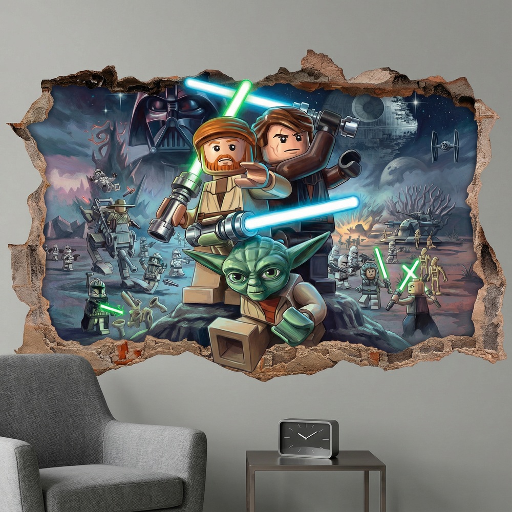 Vinilos Infantiles: Agujero de Muro Maestros Jedi Lego Star Wars