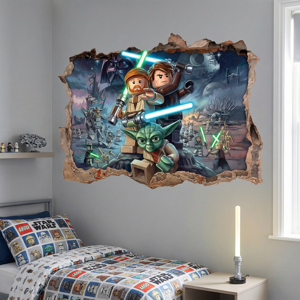 Vinilos Infantiles: Agujero de Muro Maestros Jedi Lego Star Wars