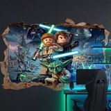 Vinilos Infantiles: Agujero de Muro Maestros Jedi Lego Star Wars 9