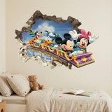 Vinilos Infantiles: Agujero Muro Amigos de Mickey Mouse Monta&ntilde;a Rusa 4