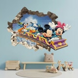 Vinilos Infantiles: Agujero Muro Amigos de Mickey Mouse Monta&ntilde;a Rusa 5