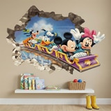 Vinilos Infantiles: Agujero Muro Amigos de Mickey Mouse Monta&ntilde;a Rusa 7