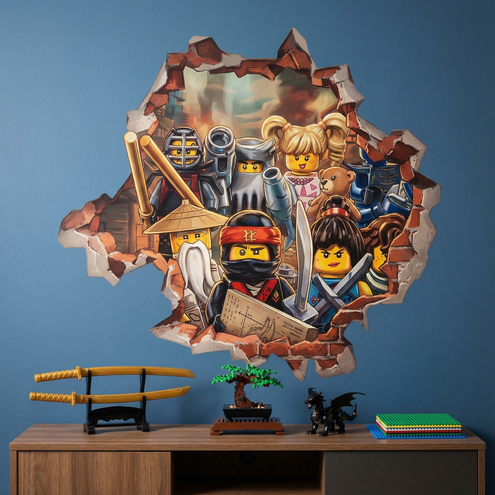 Vinilos Infantiles: Agujero de Muro H&eacute;roes Lego Ninjago