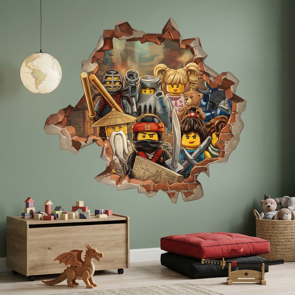 Vinilos Infantiles: Agujero de Muro H&eacute;roes Lego Ninjago