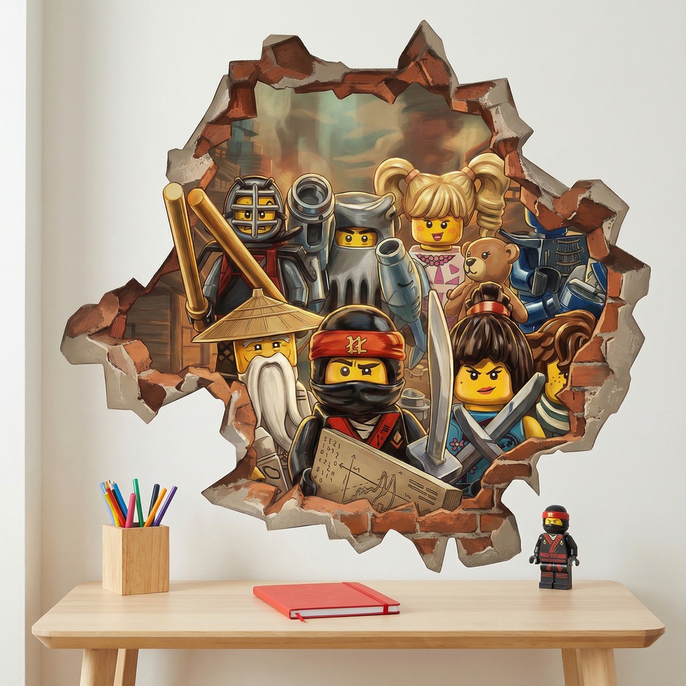 Vinilos Infantiles: Agujero de Muro H&eacute;roes Lego Ninjago