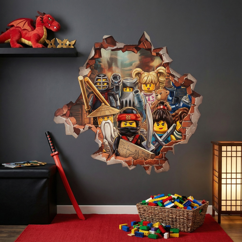 Vinilos Infantiles: Agujero de Muro H&eacute;roes Lego Ninjago