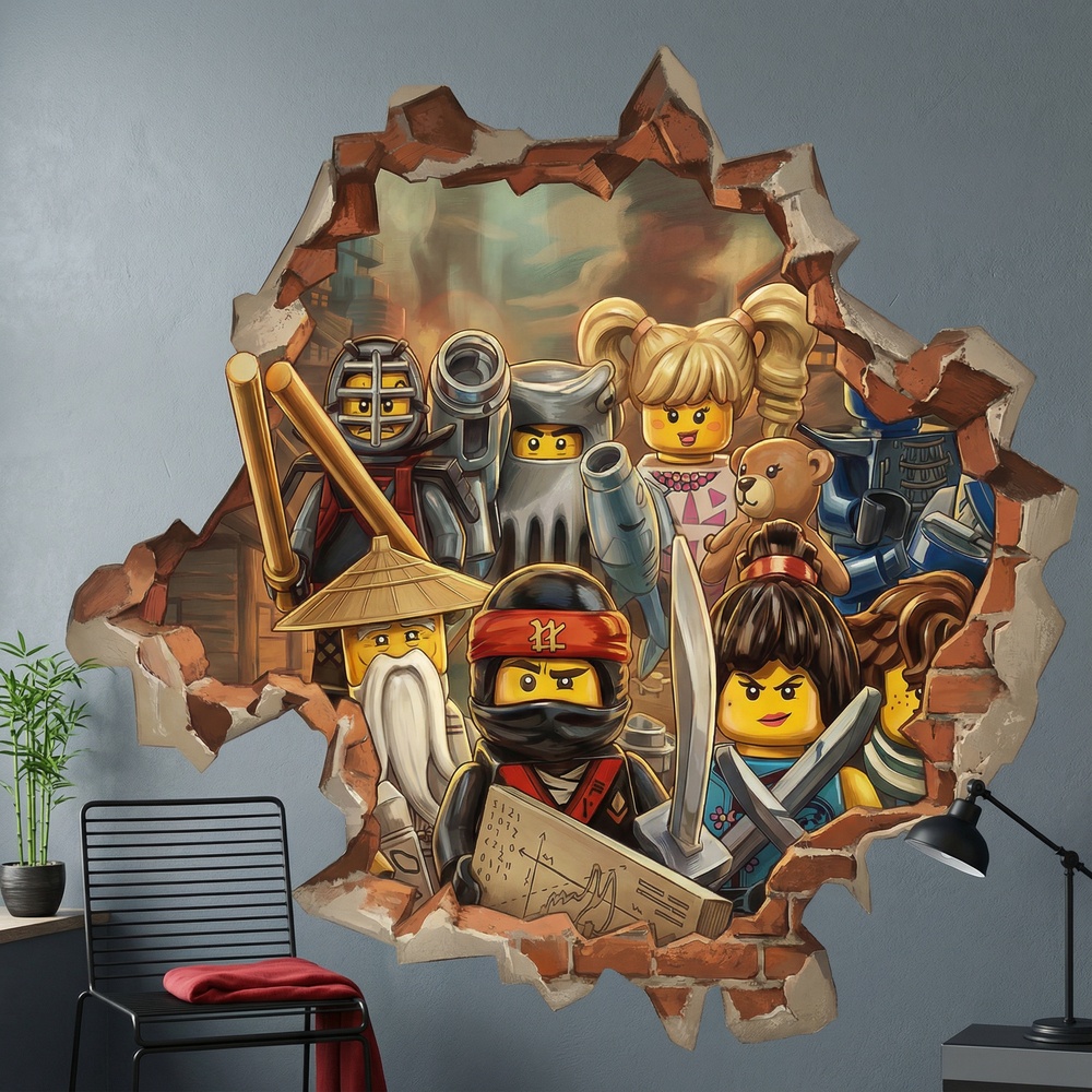 Vinilos Infantiles: Agujero de Muro H&eacute;roes Lego Ninjago