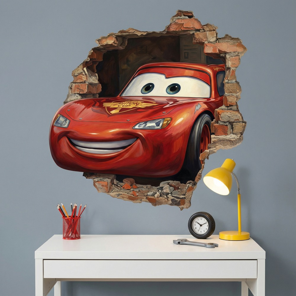 Vinilos Infantiles: Agujero de Muro Rayo McQueen Pixar Cars