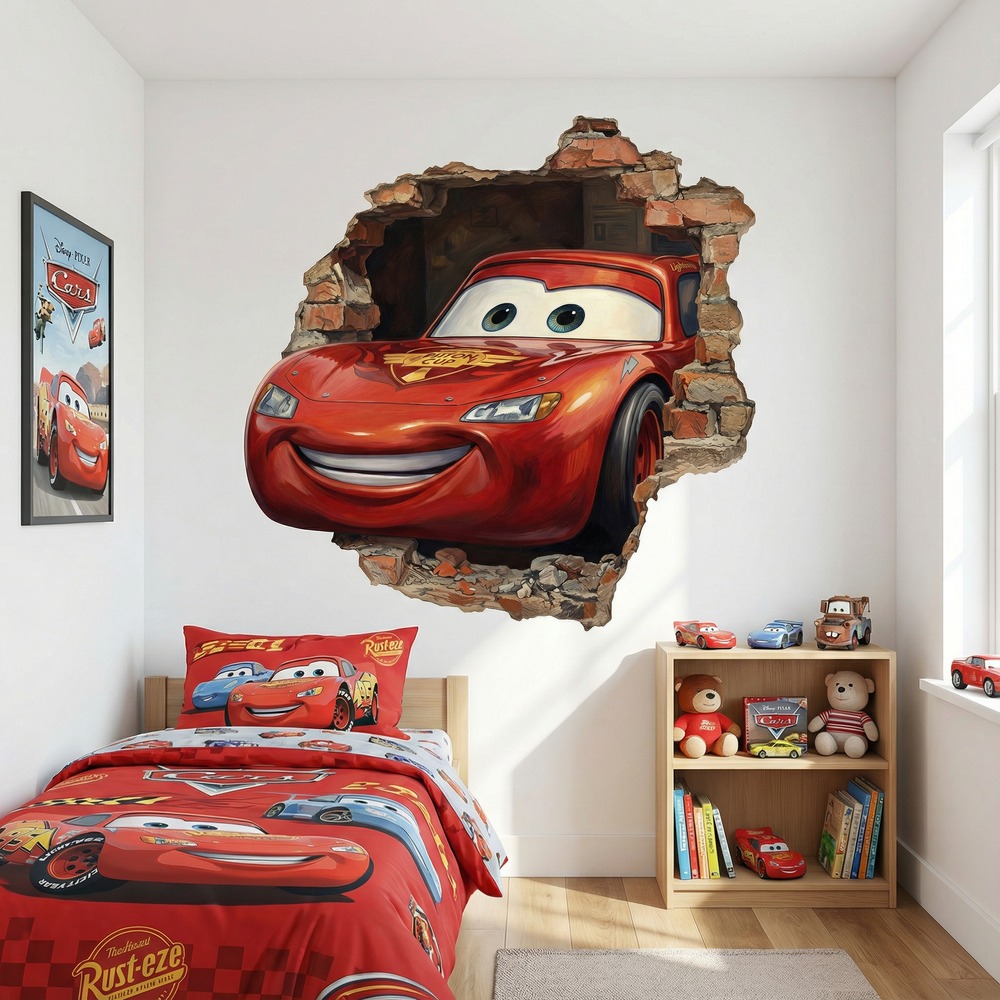 Vinilos Infantiles: Agujero de Muro Rayo McQueen Pixar Cars