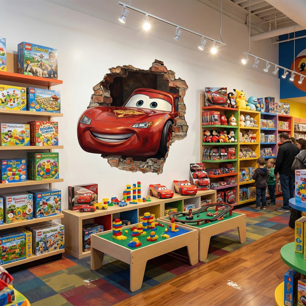 Vinilos Infantiles: Agujero de Muro Rayo McQueen Pixar Cars