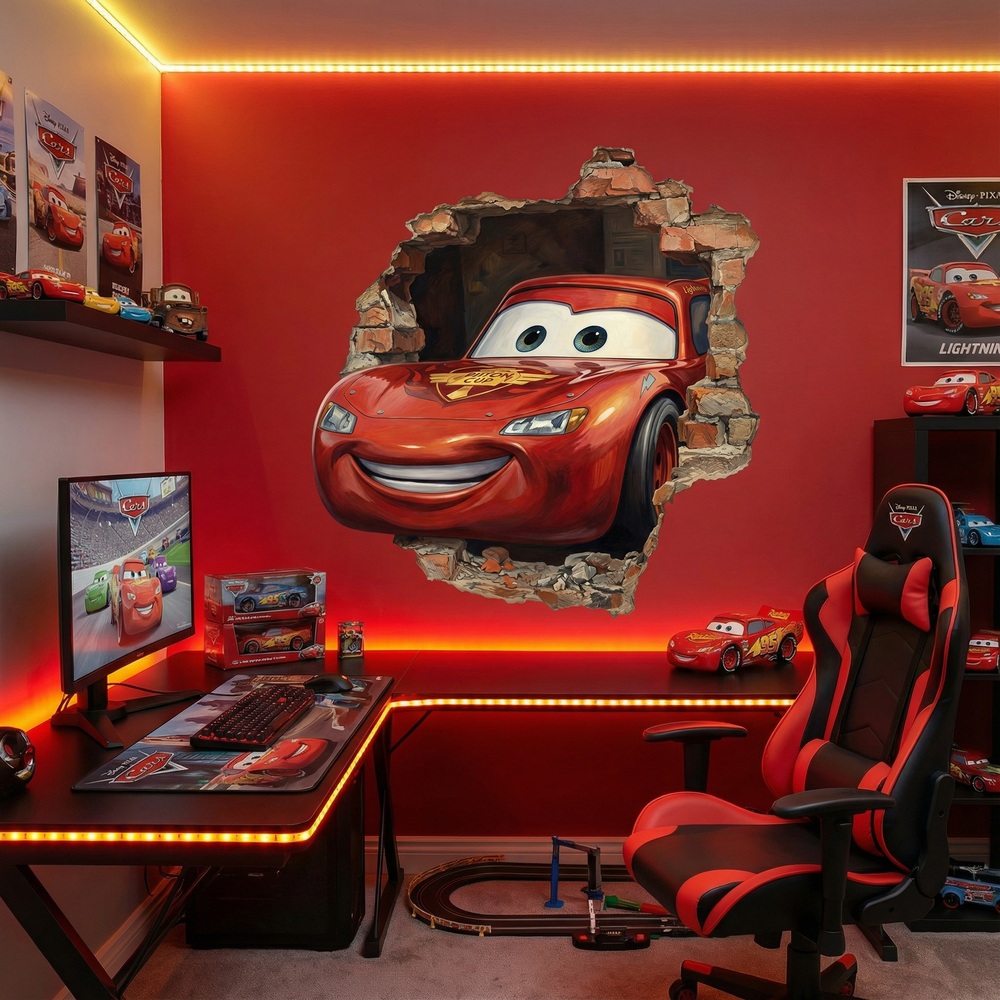 Vinilos Infantiles: Agujero de Muro Rayo McQueen Pixar Cars