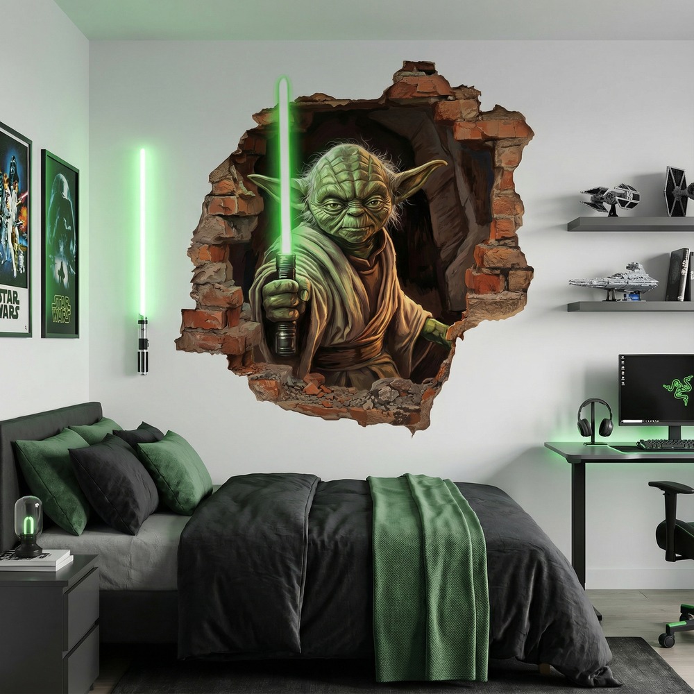 Vinilos Decorativos: Agujero de Muro Maestro Yoda Star Wars