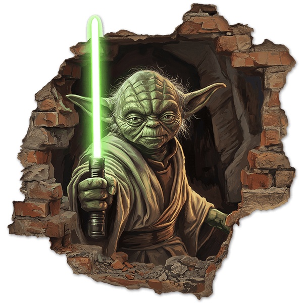 Vinilos Decorativos: Agujero de Muro Maestro Yoda Star Wars