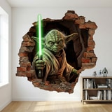 Vinilos Decorativos: Agujero de Muro Maestro Yoda Star Wars 3