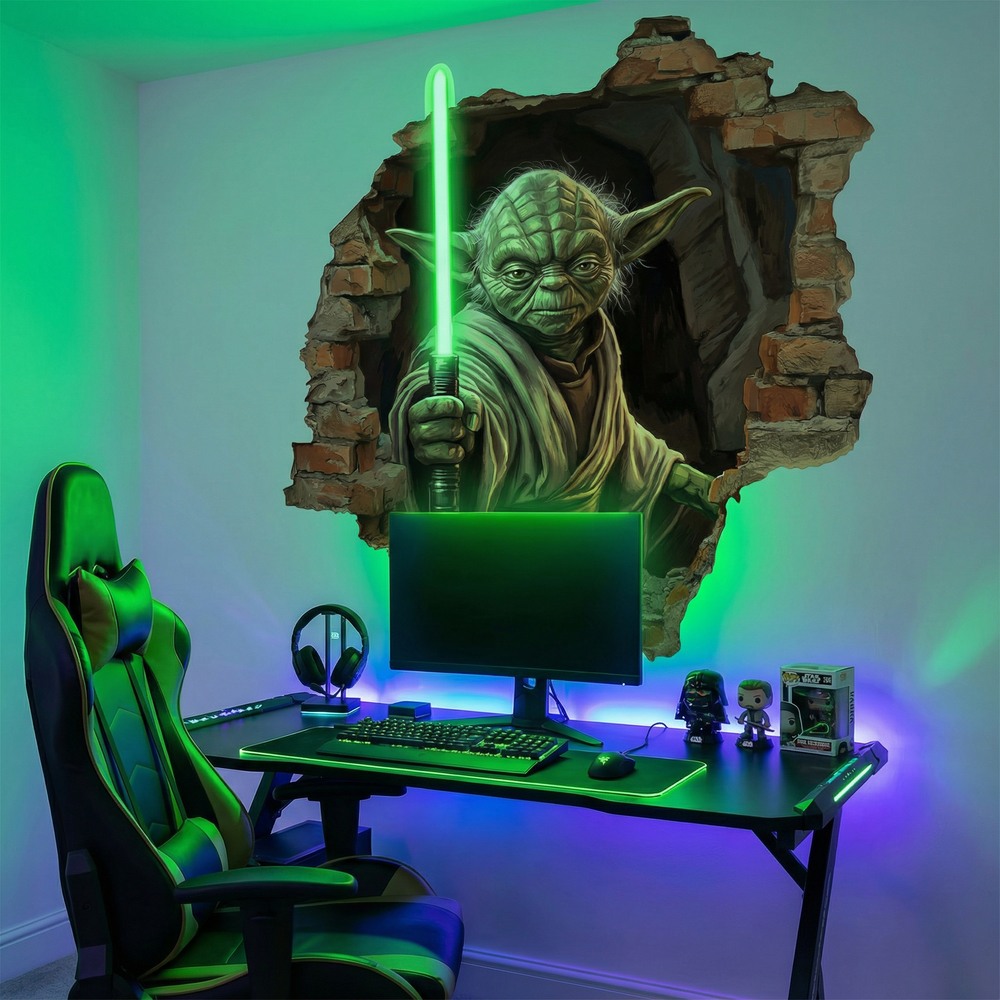 Vinilos Decorativos: Agujero de Muro Maestro Yoda Star Wars